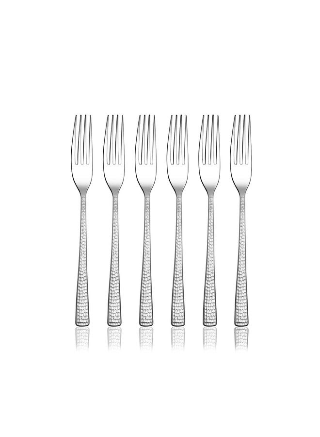 Shri & Sam Stainless Steel Impressa Hammered Desert Fork,6 Pieces - Image 1